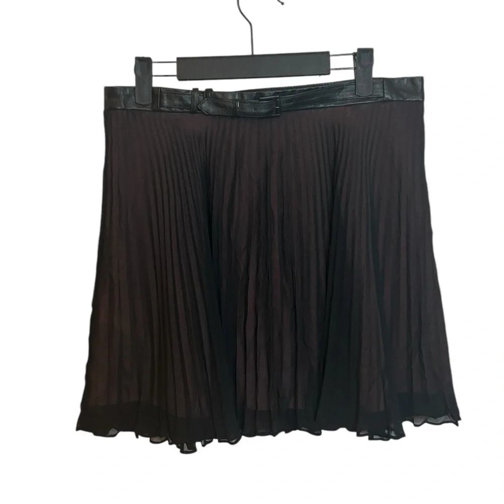 BCBGENERATION Pleated Overlay Leather Trim Skirt